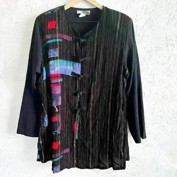 Vintage metallic abstract rainbow top size 1X - Picture 1 of 8